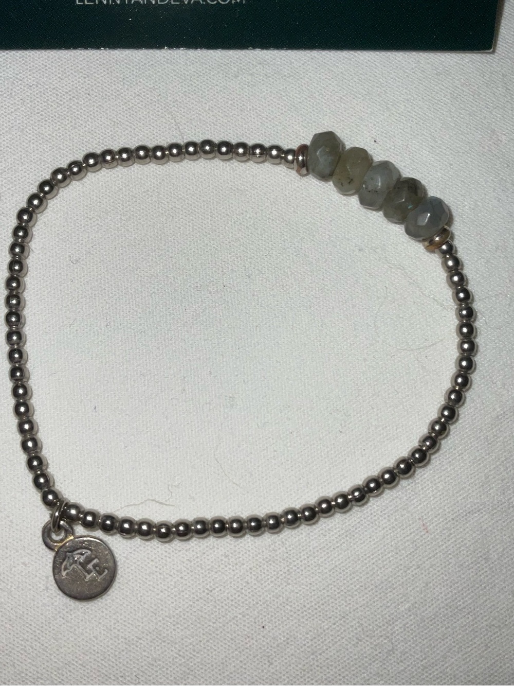 Beaded Stretch Bracelet with Gray Gem Accents